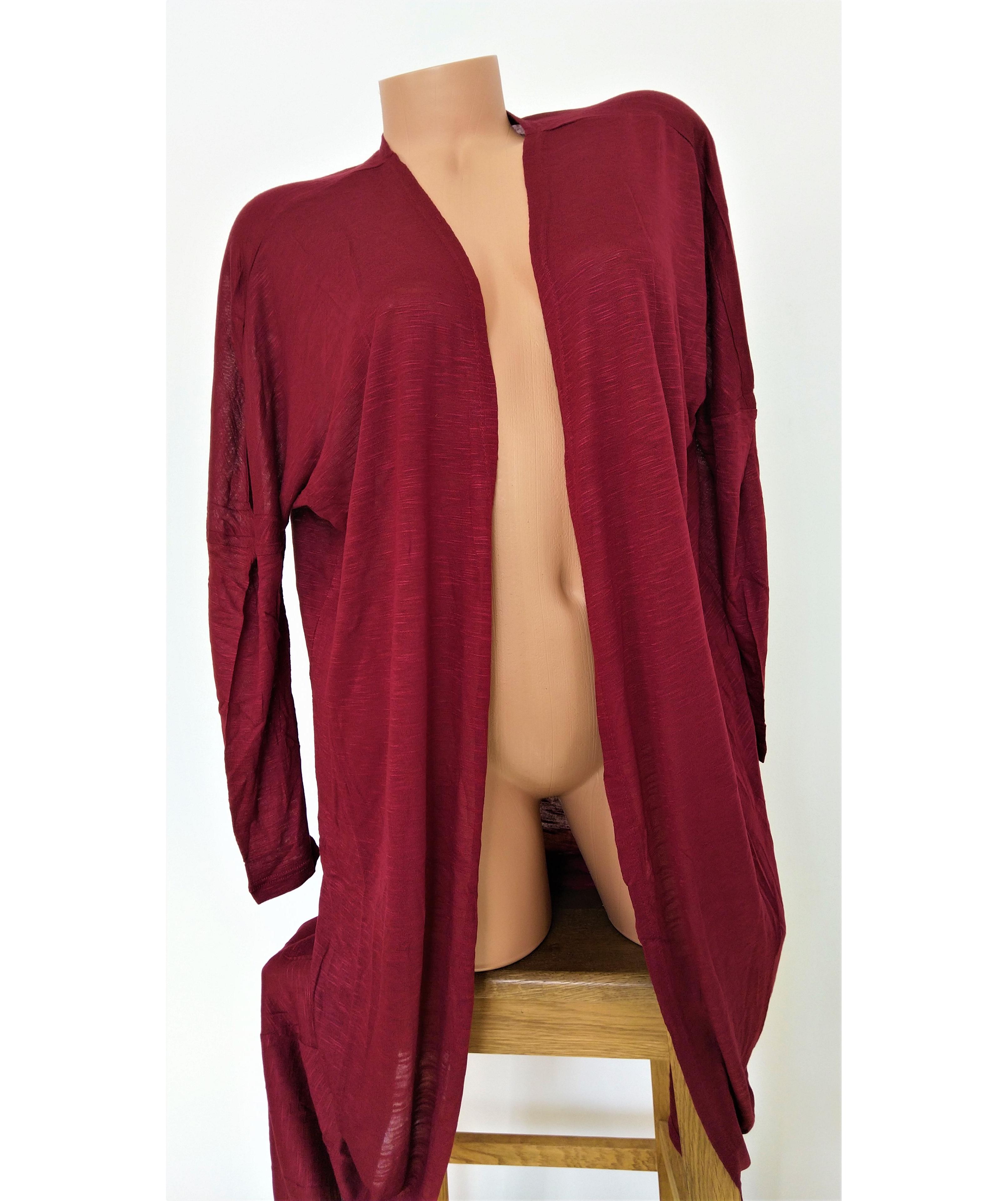 Dlouhé vínové kimono/kardigan
